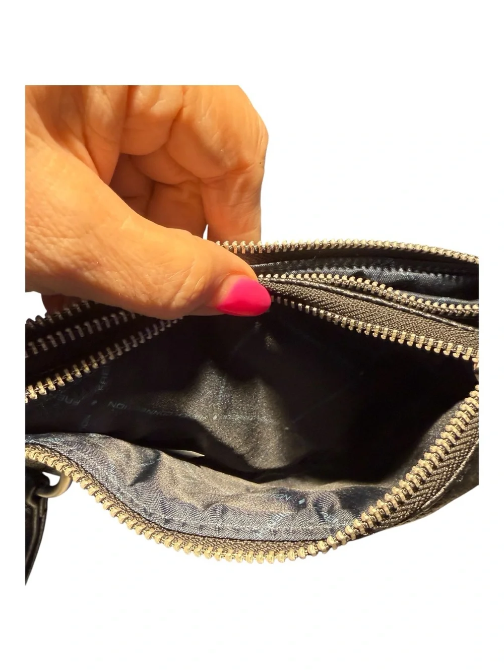 French Connection Lara Pebble Double Slim Pouches Wristlet Set | Black | NWT